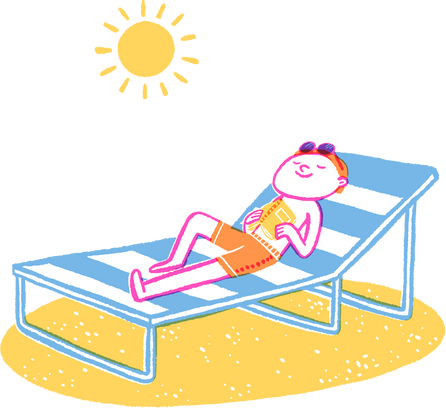 Stylised Risograph Boy Sunbathing